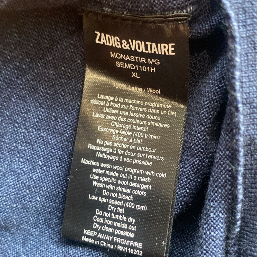 Zadig &Voltaire wool sweater. Navy blue - Picture 5 of 8